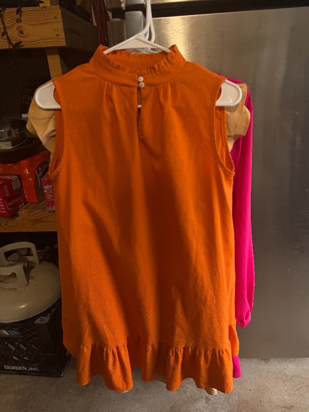 Burnt orange shift dress
